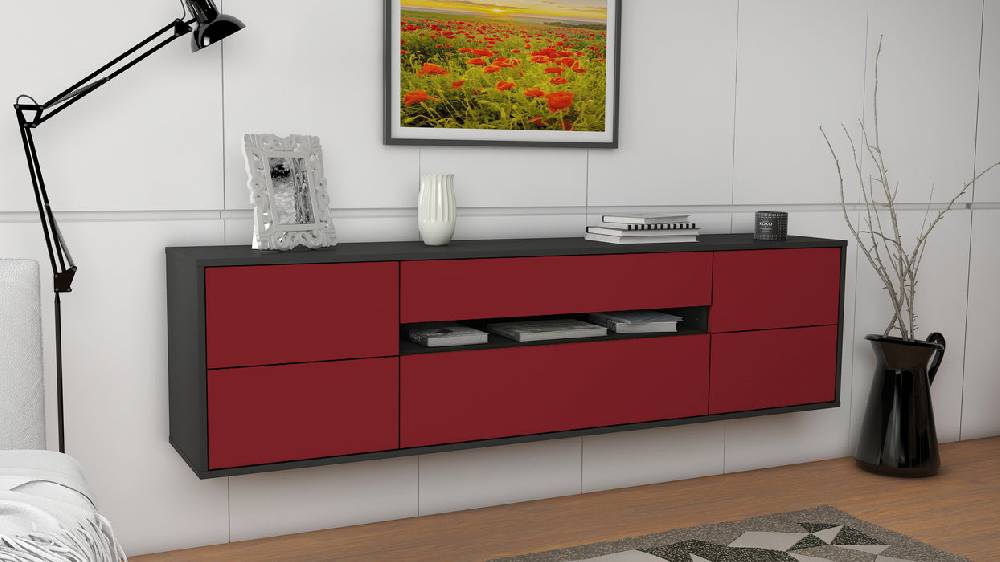 Stil Zeit Möbel Lowboard Reno, Bordeaux, hängend (180x49x35cm) Black Friday