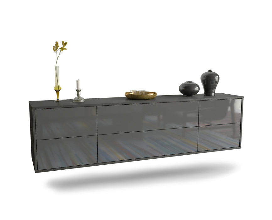 Stil Zeit Möbel Lowboard Saint Paul, Grau, hängend (180x49x35cm) Top Angebot