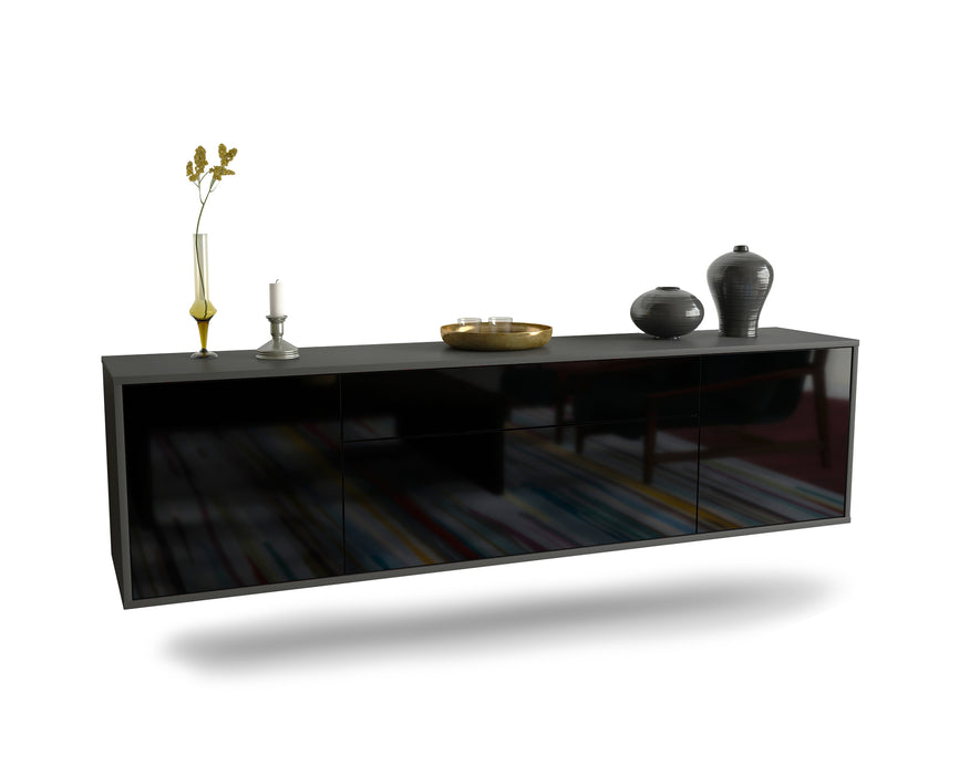 Stil Zeit Möbel Lowboard Aurora, Schwarz, hängend (180x49x35cm)
