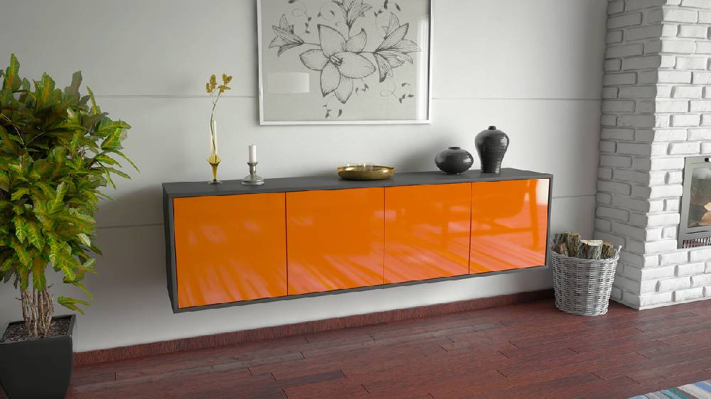 Stil Zeit Möbel Lowboard Anaheim, Orange, hängend (180x49x35cm) Kauf eins, bekomm eins gratis