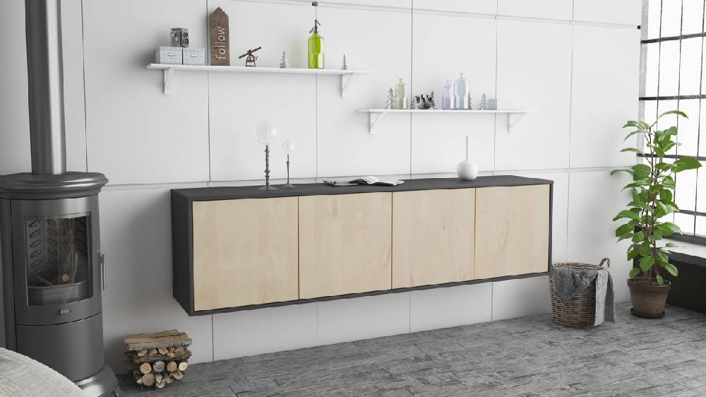 Stil Zeit Möbel Lowboard Anaheim, Zeder, hängend (180x49x35cm) Tägliche Deals
