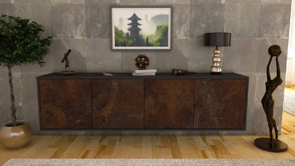 Stil Zeit Möbel Lowboard Anaheim, Rost, hängend (180x49x35cm) Sonderangebote
