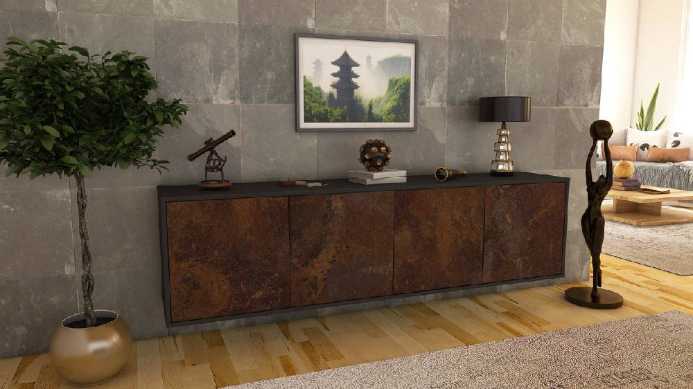 Stil Zeit Möbel Lowboard Anaheim, Rost, hängend (180x49x35cm) Sonderangebote