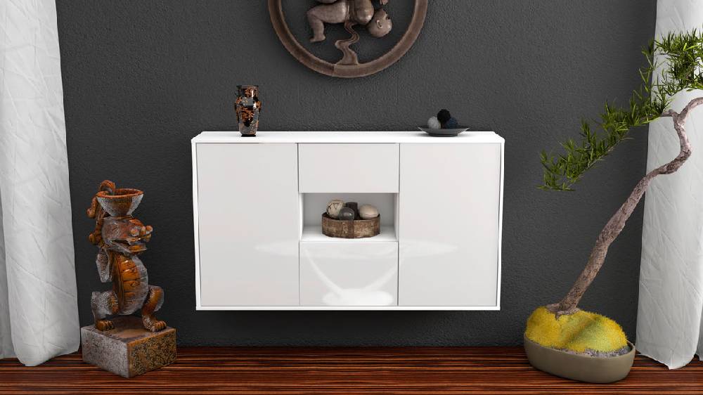 Stil Zeit Möbel Sideboard Pasadena, Weiß, hängend (136x79x35cm) VIP-Rabatte
