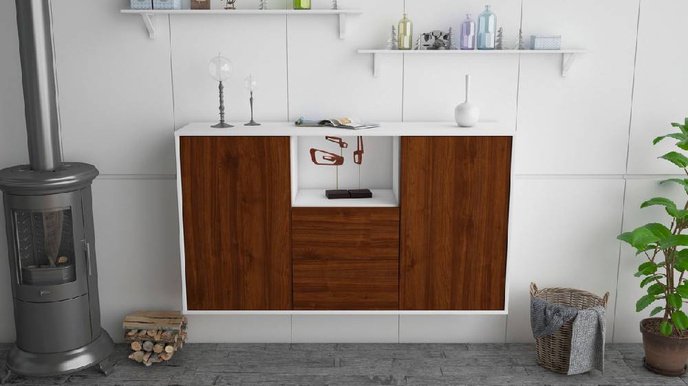 Stil Zeit Möbel Sideboard Port St. Lucie, Walnuss, hängend (136x79x35cm) Super Sparpreis