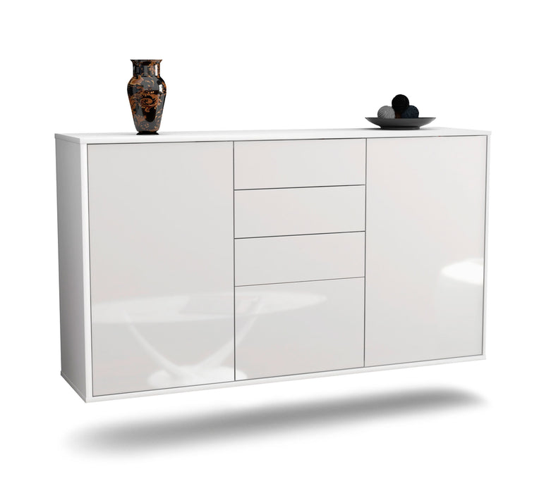 Stil Zeit Möbel Sideboard Sioux Falls, Weiß, hängend (136x79x35cm)
