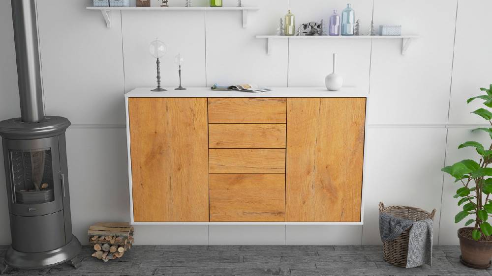 Stil Zeit Möbel Sideboard Sioux Falls, Eiche, hängend (136x79x35cm) Kostenlose Rückgabe
