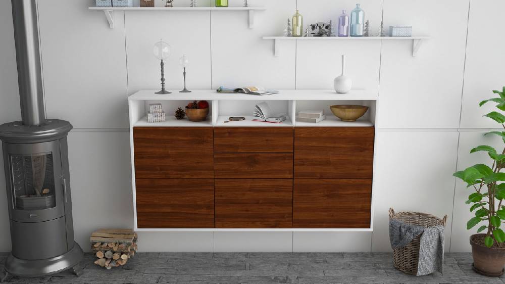 Stil Zeit Möbel Sideboard Salem, Walnuss, hängend (136x79x35cm) Begrenzte Freigabe