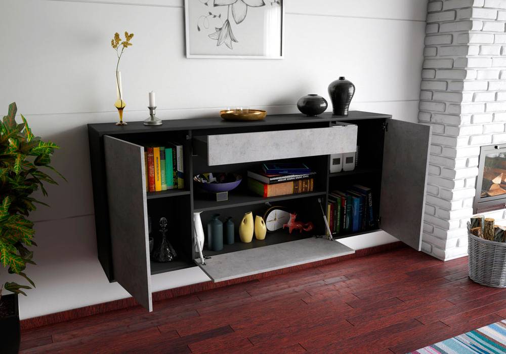 Stil Zeit Möbel Sideboard Ann Arbor, Beton, hängend (180x79x35cm) Neueste Stile