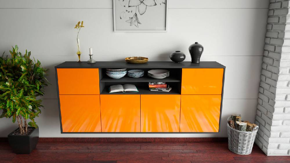Stil Zeit Möbel Sideboard Topeka, Orange, hängend (180x79x35cm) Letzte 2 Tage