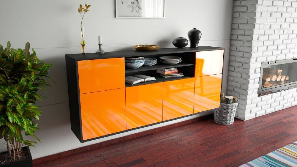 Stil Zeit Möbel Sideboard Topeka, Orange, hängend (180x79x35cm) Letzte 2 Tage