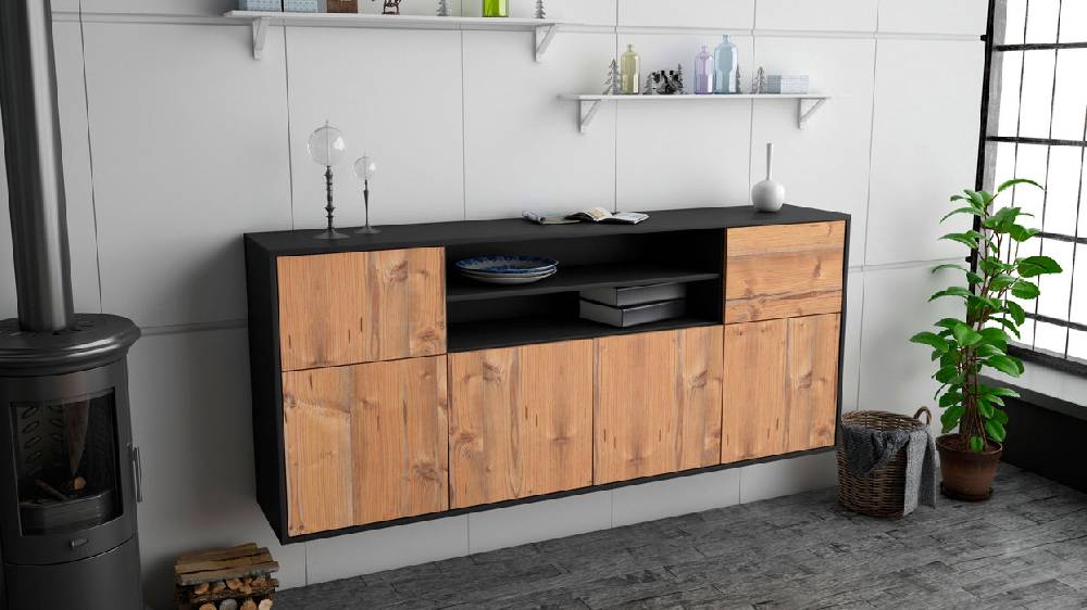 Stil Zeit Möbel Sideboard Topeka, Pinie, hängend (180x79x35cm) Letzter Tag