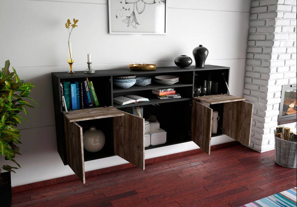 Stil Zeit Möbel Sideboard Topeka, Pinie, hängend (180x79x35cm) Letzter Tag