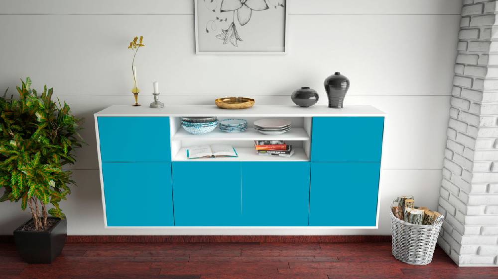 Stil Zeit Möbel Sideboard Topeka, Türkis, hängend (180x79x35cm) Zeitbegrenzte Promotion