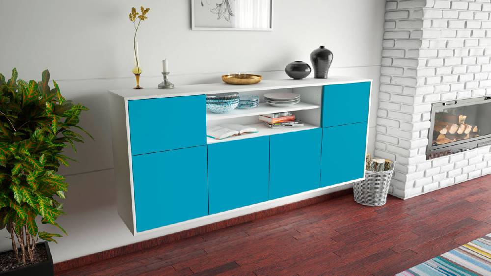 Stil Zeit Möbel Sideboard Topeka, Türkis, hängend (180x79x35cm) Zeitbegrenzte Promotion