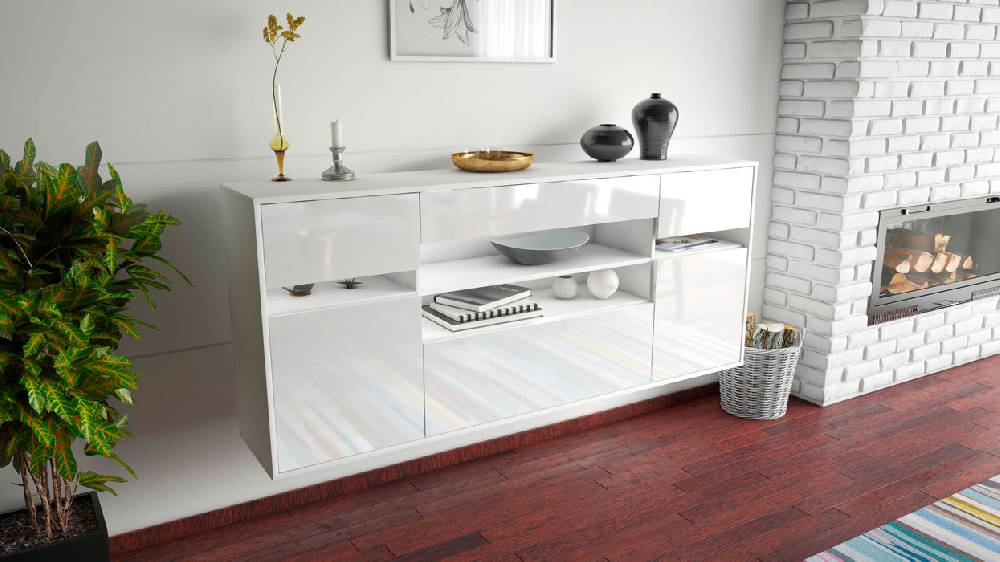 Stil Zeit Möbel Sideboard Miramar, Weiß, hängend (180x79x35cm) Bis zu 50% Rabatt