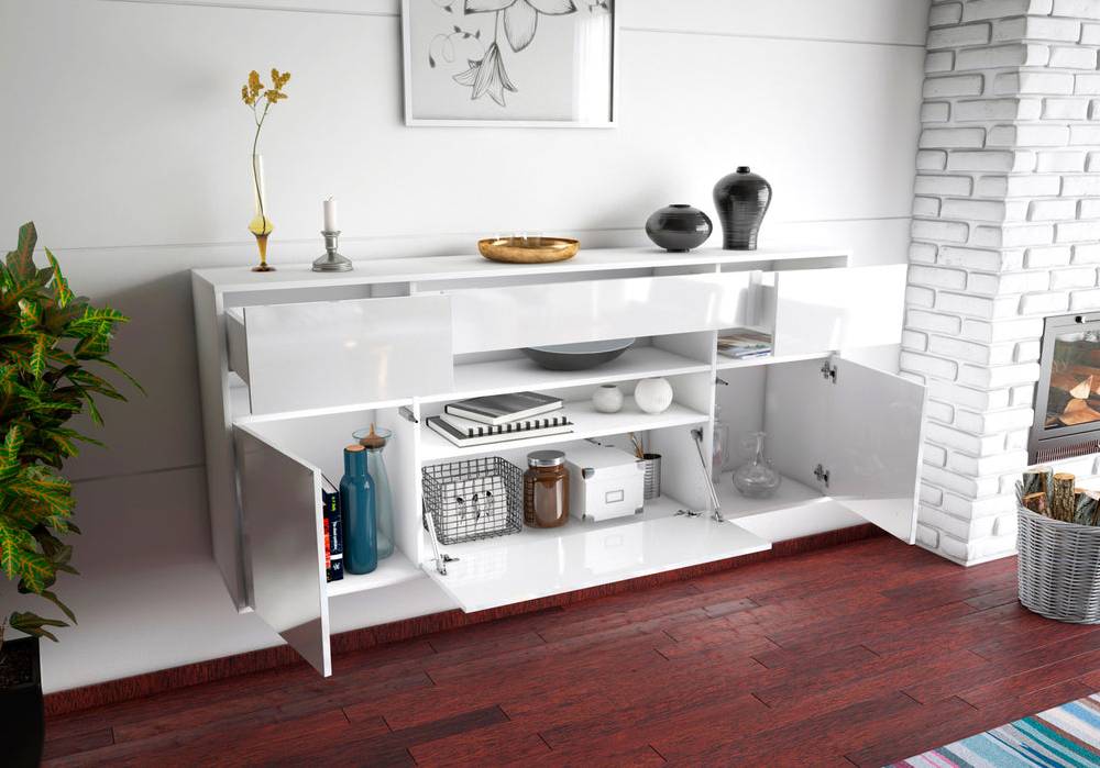 Stil Zeit Möbel Sideboard Miramar, Weiß, hängend (180x79x35cm) Bis zu 50% Rabatt