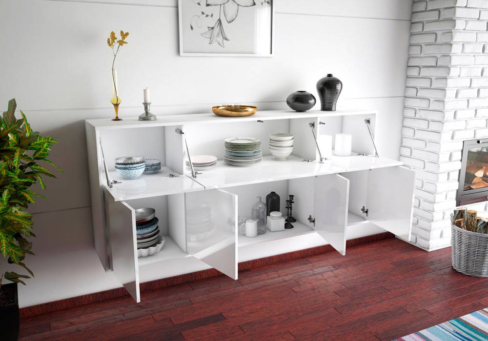 Stil Zeit Möbel Sideboard Roseville, Weiß, hängend (180x79x35cm) Bis zu 60% Rabatt