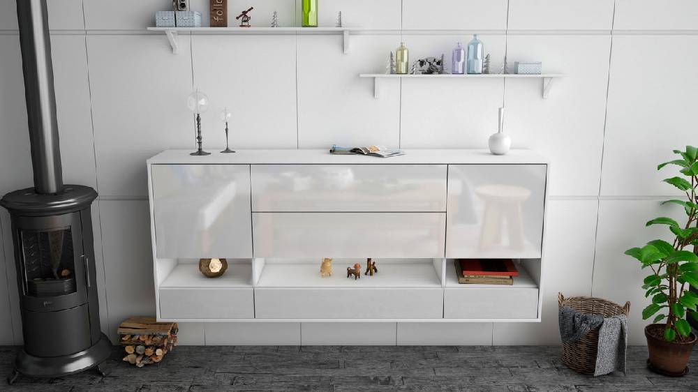 Stil Zeit Möbel Sideboard Lafayette, Weiß, hängend (180x79x35cm) Bis zu 65% Rabatt