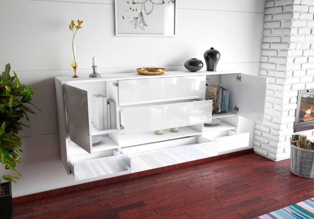 Stil Zeit Möbel Sideboard Lafayette, Weiß, hängend (180x79x35cm) Bis zu 65% Rabatt