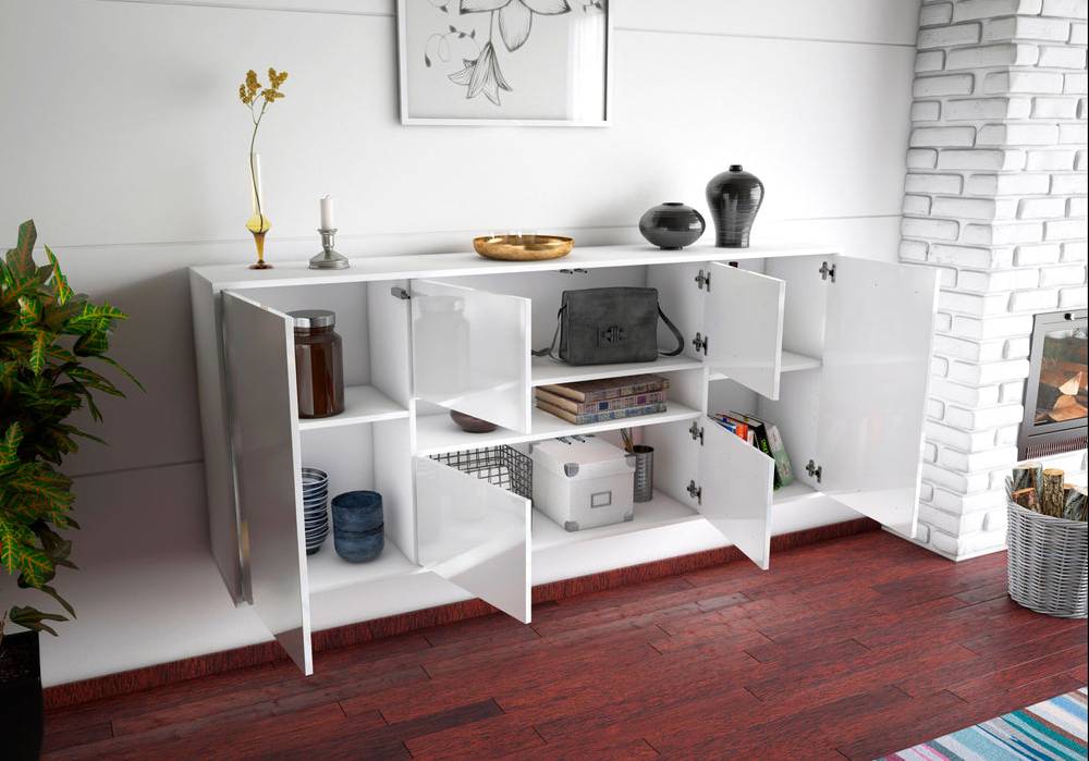 Stil Zeit Möbel Sideboard Stamford, Weiß, hängend (180x79x35cm) Vierteljährliche Förderung