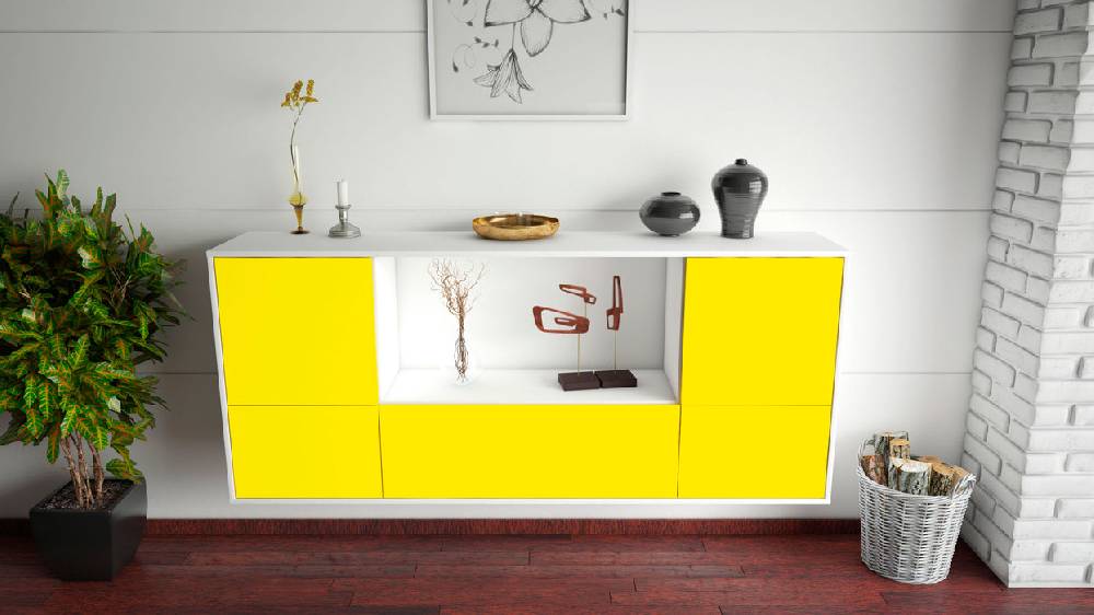 Stil Zeit Möbel Sideboard Sunnyvale, Gelb, hängend (180x79x35cm) Bis zu 55% Rabatt