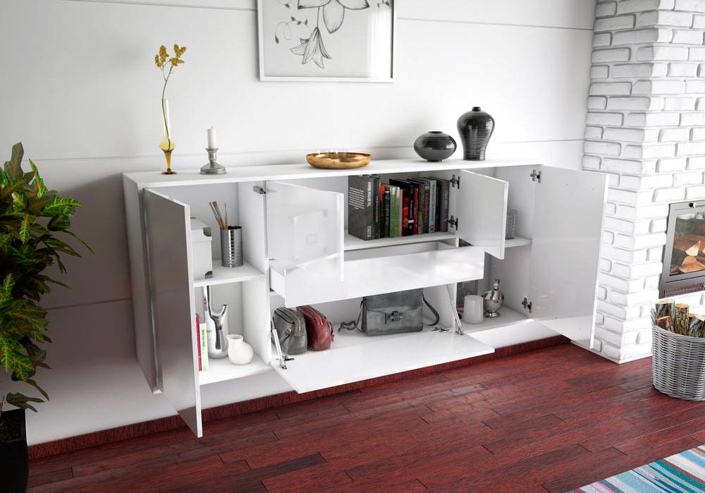 Stil Zeit Möbel Sideboard Orange, Weiß, hängend (180x79x35cm) Discount Store für neue Produkte