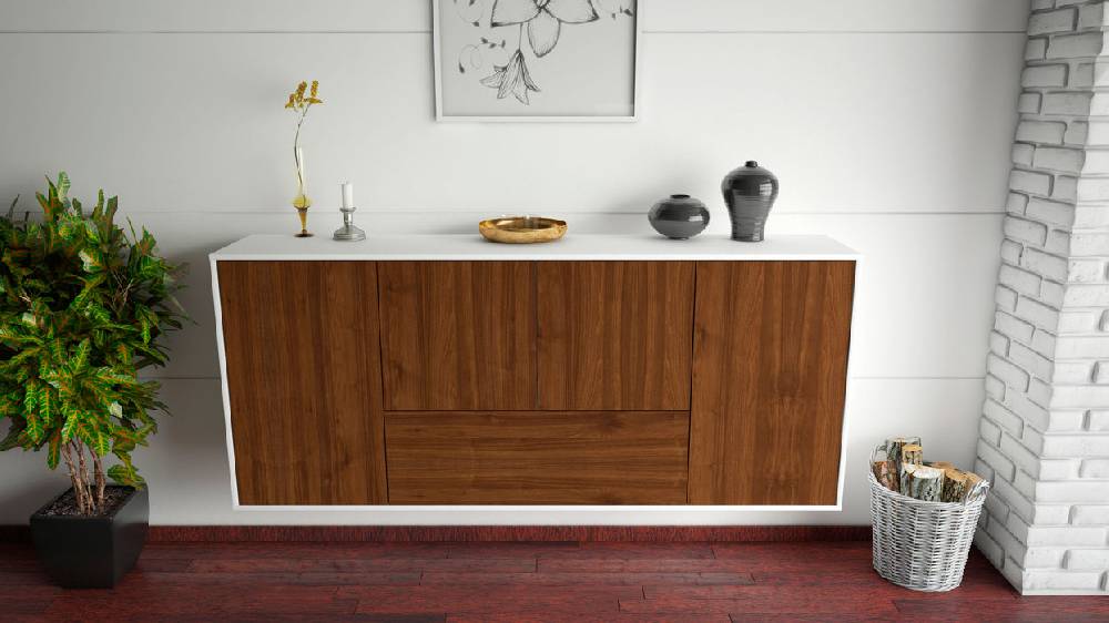 Stil Zeit Möbel Sideboard Escondido, Walnuss, hängend (180x79x35cm) Nur noch ein Tag übrig