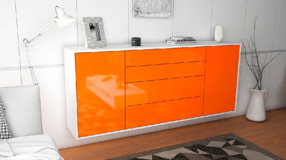 Stil Zeit Möbel Sideboard Bridgeport, Orange, hängend (180x79x35cm) Super Rabatt