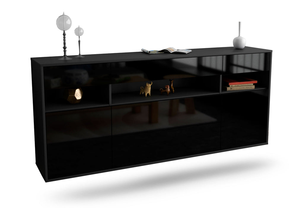 Stil Zeit Möbel Sideboard Inglewood, Schwarz, hängend (180x79x35cm)