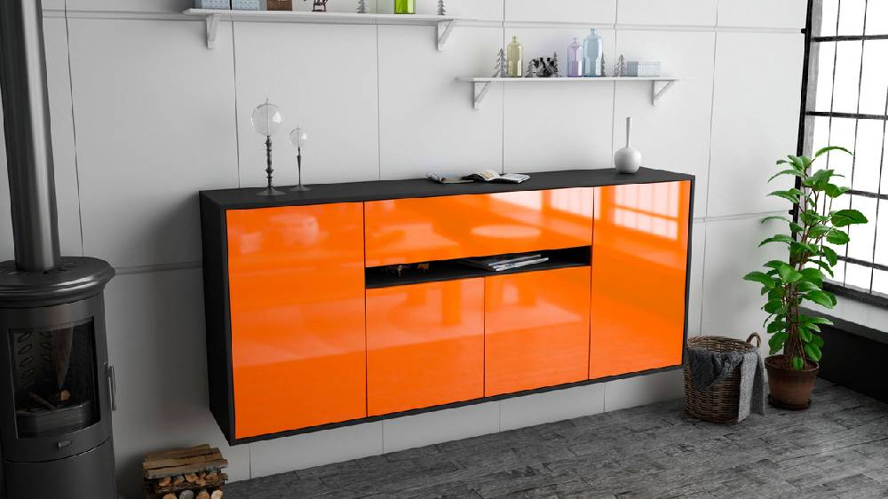 Stil Zeit Möbel Sideboard Flint, Orange, hängend (180x79x35cm) Kostenloser Versand international