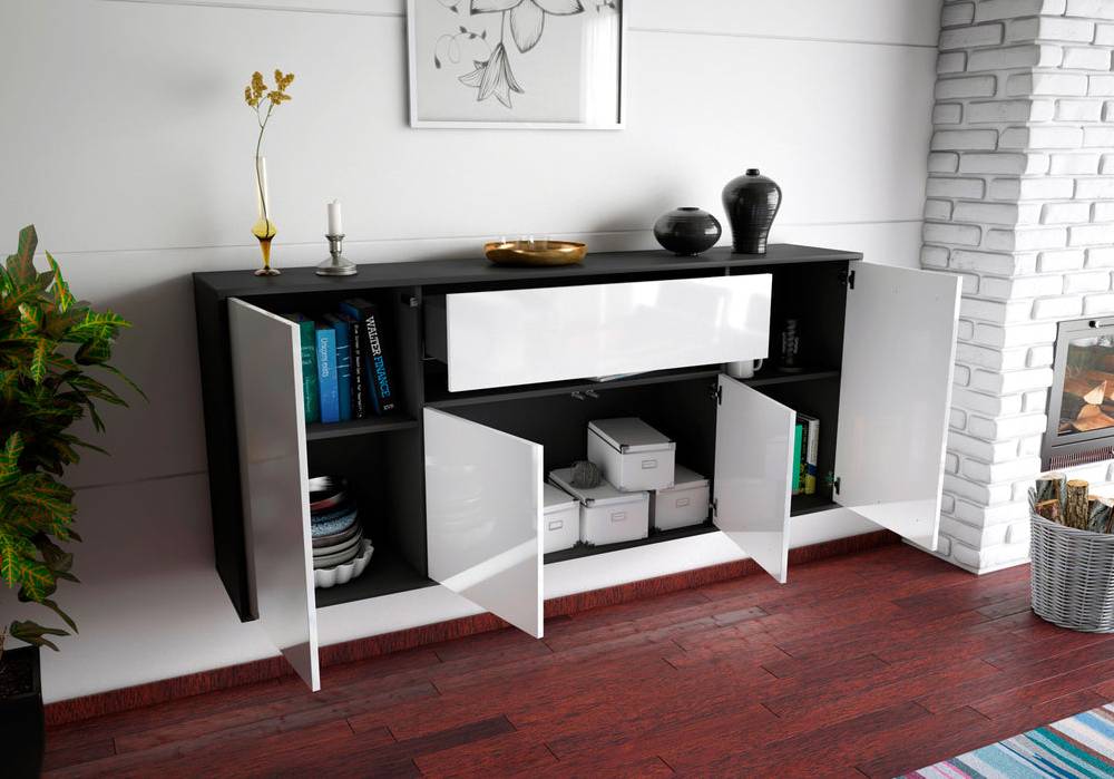 Stil Zeit Möbel Sideboard Flint, Orange, hängend (180x79x35cm) Kostenloser Versand international