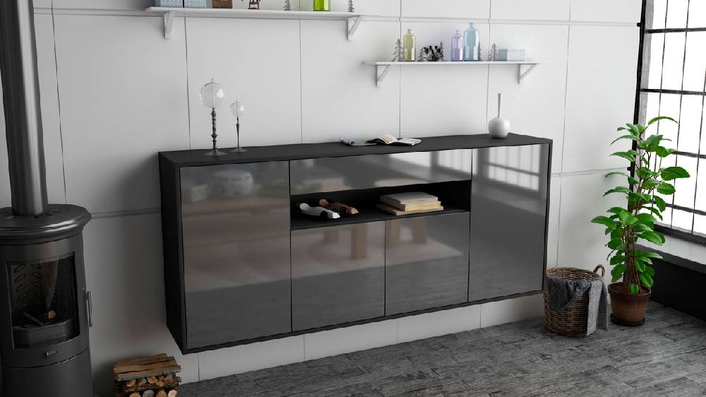 Stil Zeit Möbel Sideboard Lansing, Grau, hängend (180x79x35cm) Fabrikladen