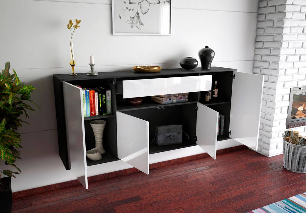 Stil Zeit Möbel Sideboard Lansing, Grau, hängend (180x79x35cm) Fabrikladen