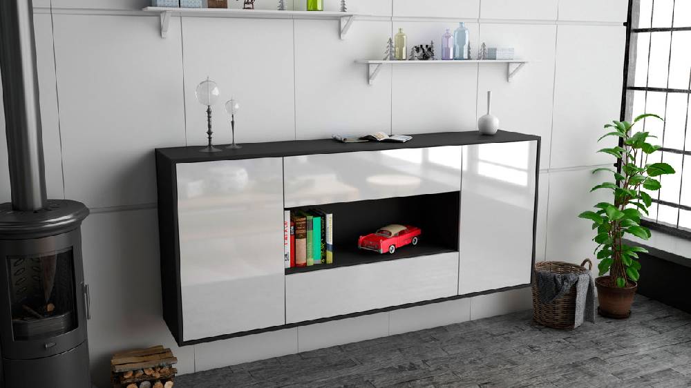 Stil Zeit Möbel Sideboard Denton, Weiß, hängend (180x79x35cm) Begrenzt auf 3 Tage