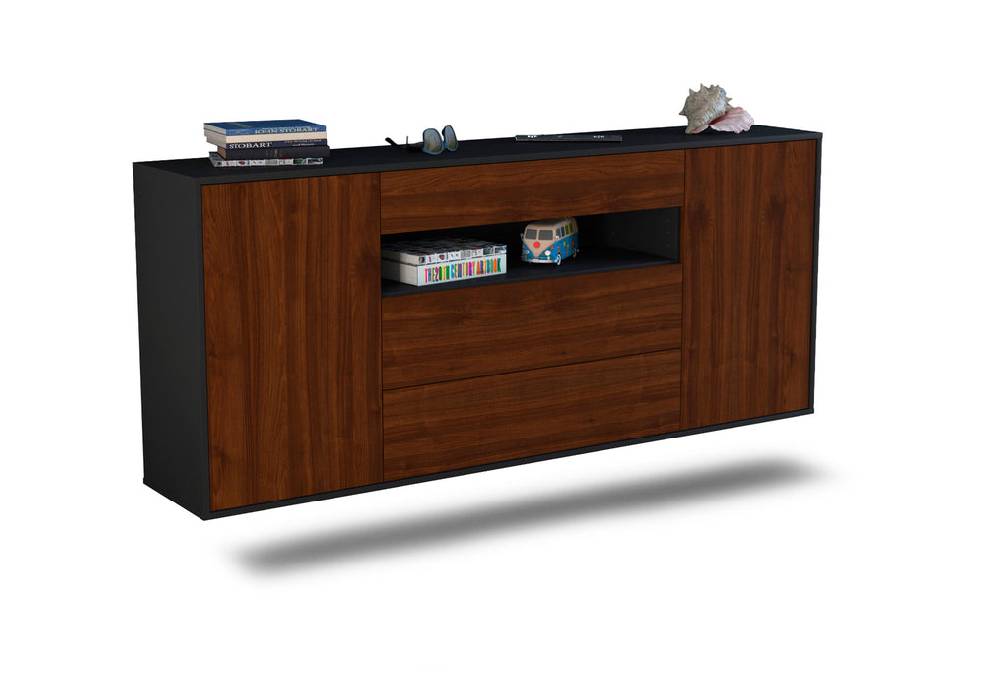 Stil Zeit Möbel Sideboard Vallejo, Walnuss, hängend (180x79x35cm)