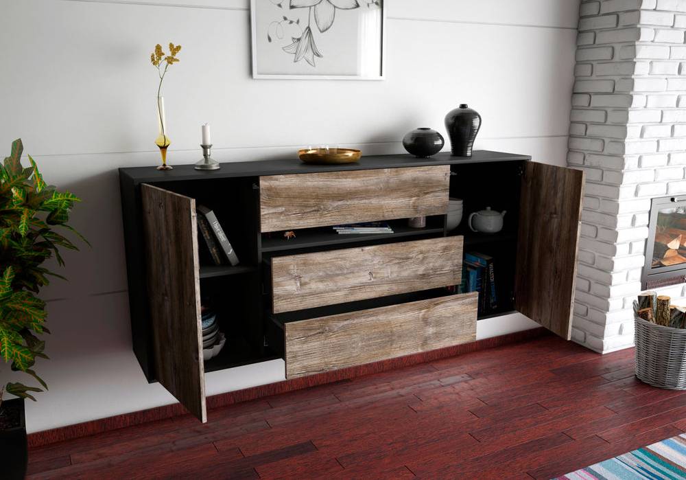 Stil Zeit Möbel Sideboard McKinney, Eiche, hängend (180x79x35cm) Black Friday Preise