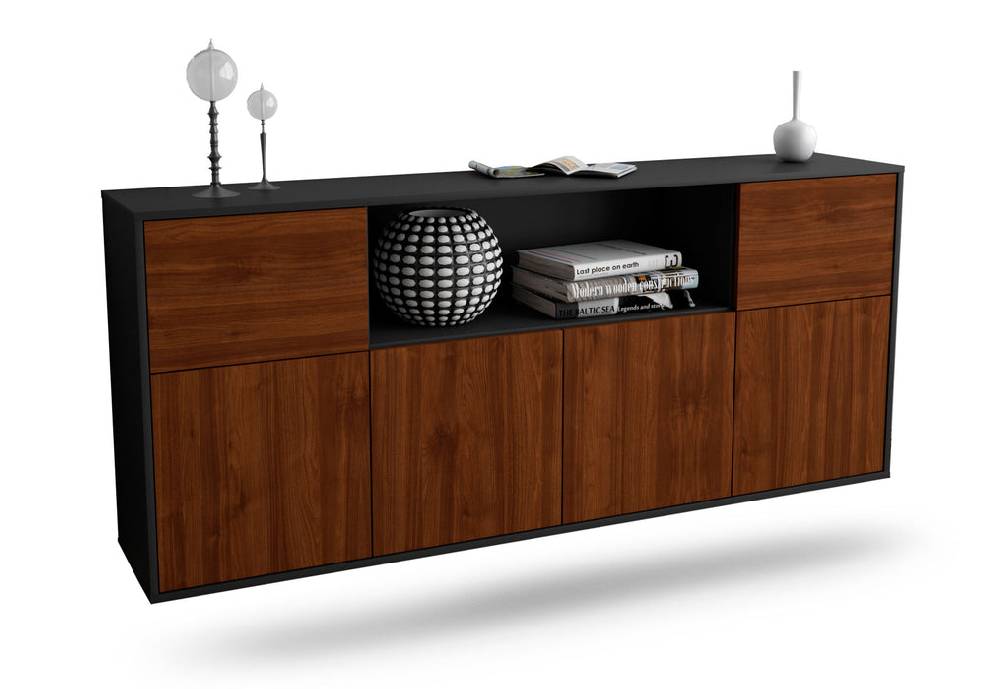 Stil Zeit Möbel Sideboard West Valley City, Walnuss, hängend (180x79x35cm)