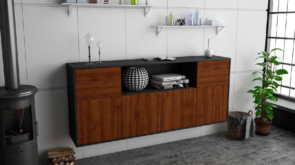 Stil Zeit Möbel Sideboard West Valley City, Walnuss, hängend (180x79x35cm) Im Verkauf