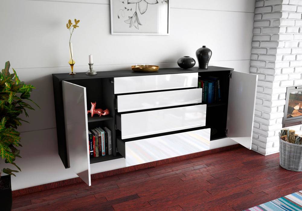Stil Zeit Möbel Sideboard Bridgeport, Grün, hängend (180x79x35cm) zollfrei