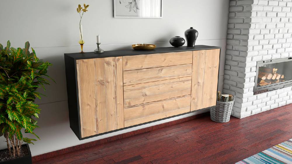 Stil Zeit Möbel Sideboard Bridgeport, Pinie, hängend (180x79x35cm) 50% Rabatt für begrenzte Zeit