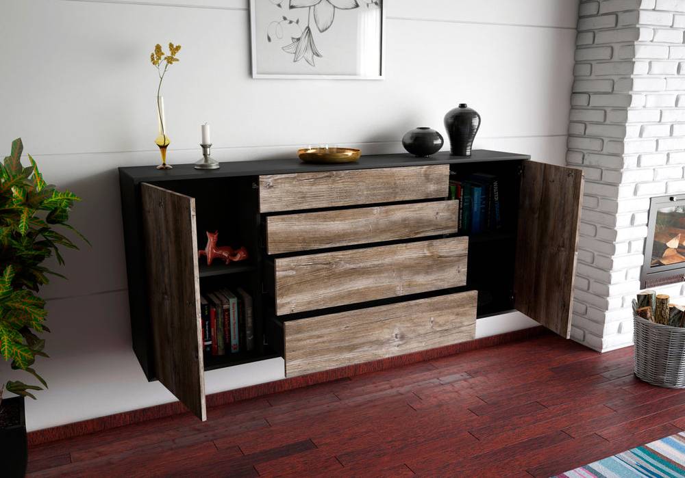 Stil Zeit Möbel Sideboard Bridgeport, Pinie, hängend (180x79x35cm) 50% Rabatt für begrenzte Zeit