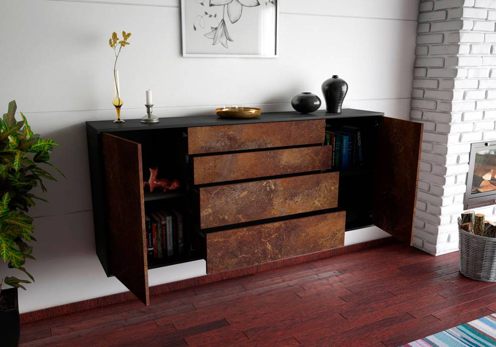 Stil Zeit Möbel Sideboard Bridgeport, Rost, hängend (180x79x35cm) Rabatte dieses Monats
