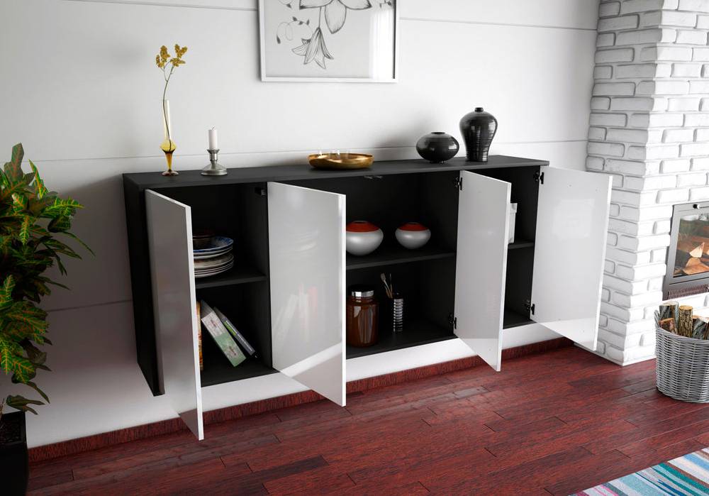 Stil Zeit Möbel Sideboard Lakewood, Grau, hängend (180x79x35cm) 2025