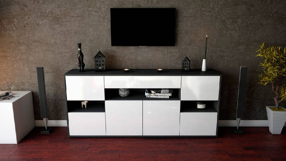 Stil Zeit Möbel Sideboard Ginevra, Weiß (180x79x35cm) Outlet