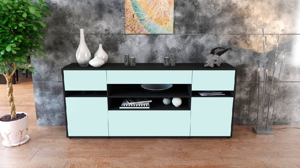 Stil Zeit Möbel Sideboard Gina, Mint (180x79x35cm) Auslauf