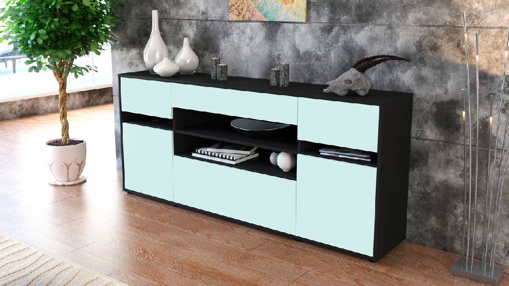 Stil Zeit Möbel Sideboard Gina, Mint (180x79x35cm) Auslauf