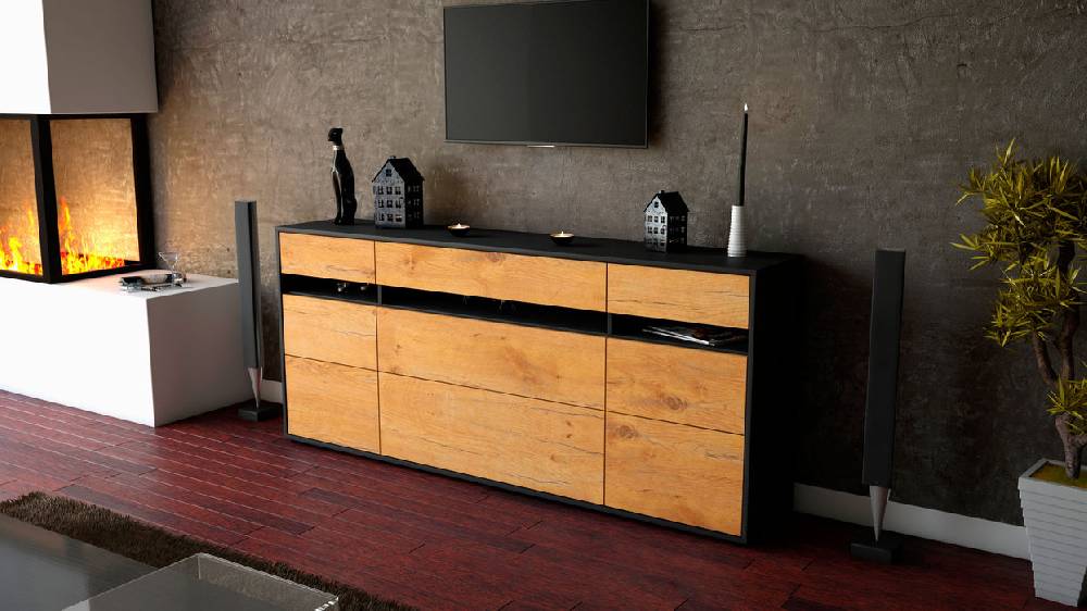 Stil Zeit Möbel Sideboard Giada, Eiche (180x79x35cm) Hotsell