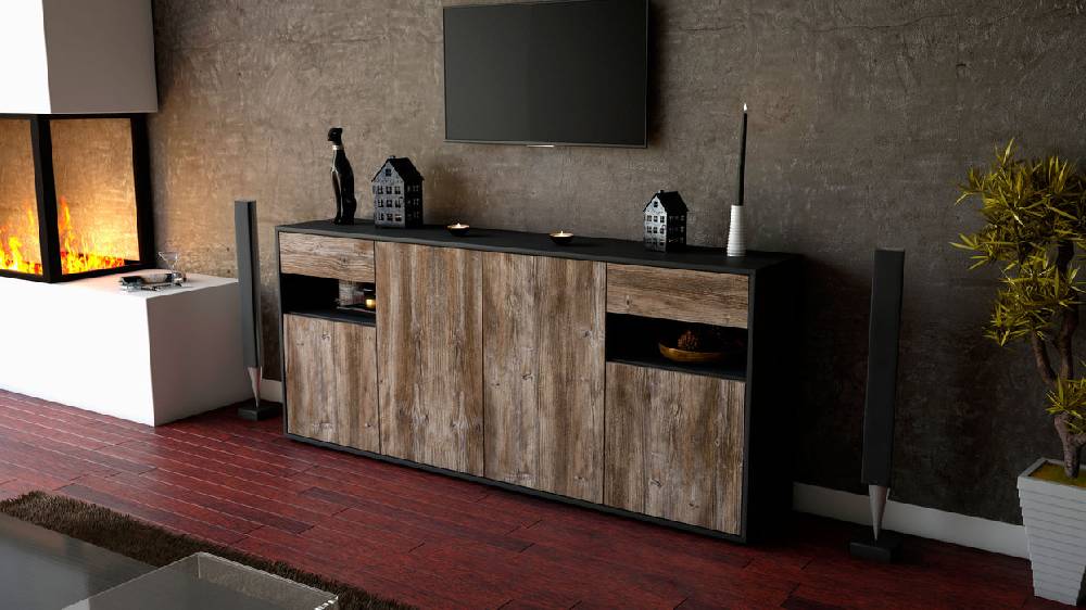 Stil Zeit Möbel Sideboard Franca, Treibholz (180x79x35cm) Schlussverkauf