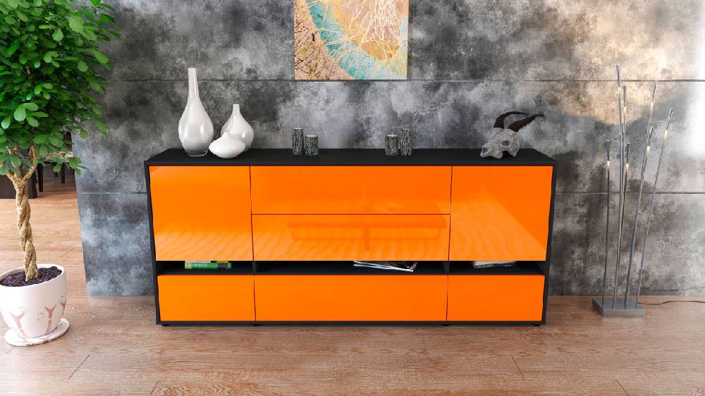 Stil Zeit Möbel Sideboard Floriana, Orange (180x79x35cm) Günstiger Verkauf